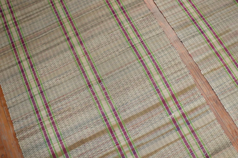 Plaid American Rag Rug Runners, Set of 2, Mid20th Century For Sale at