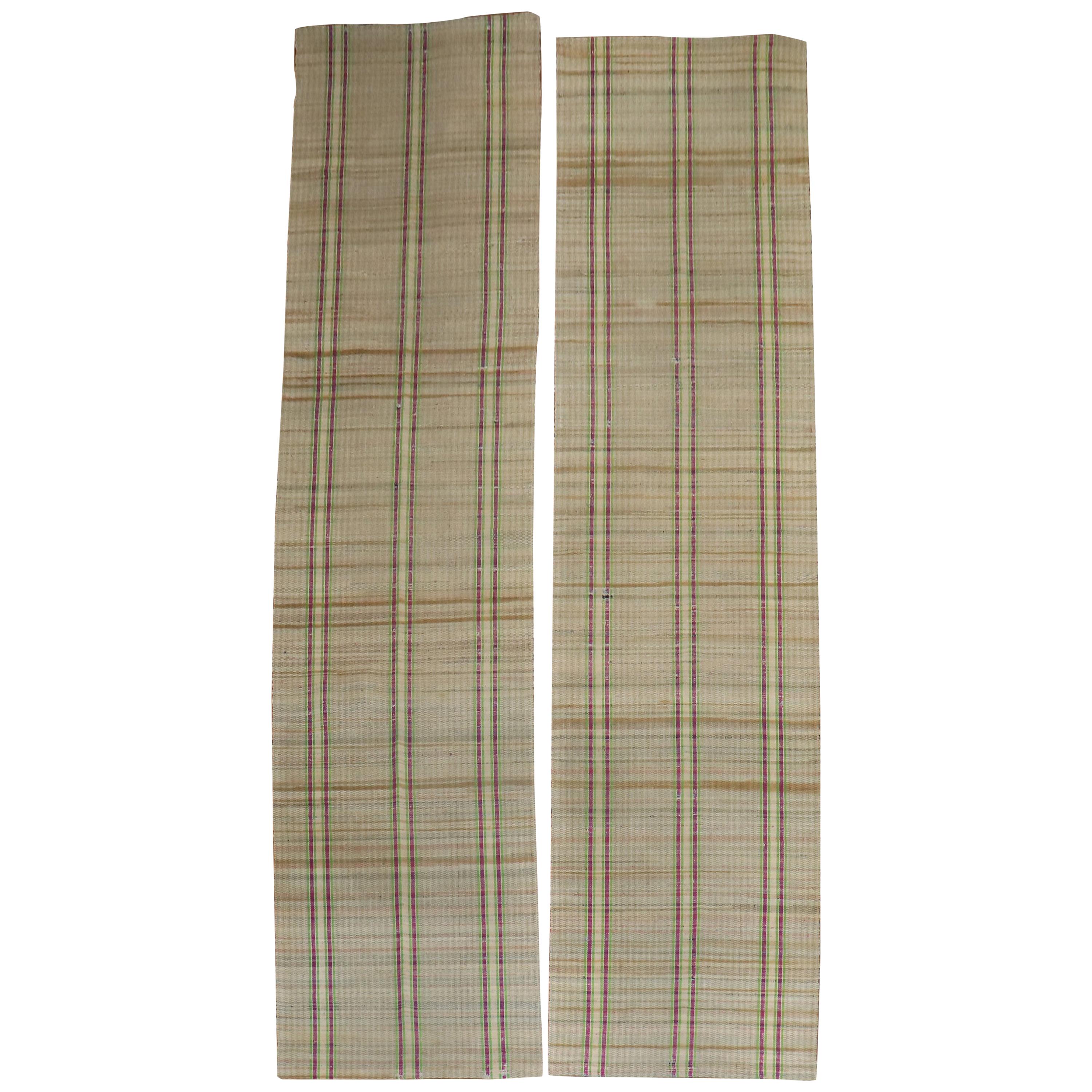 Plaid American Rag Rug Runners, Set of 2, Mid-20th Century For Sale