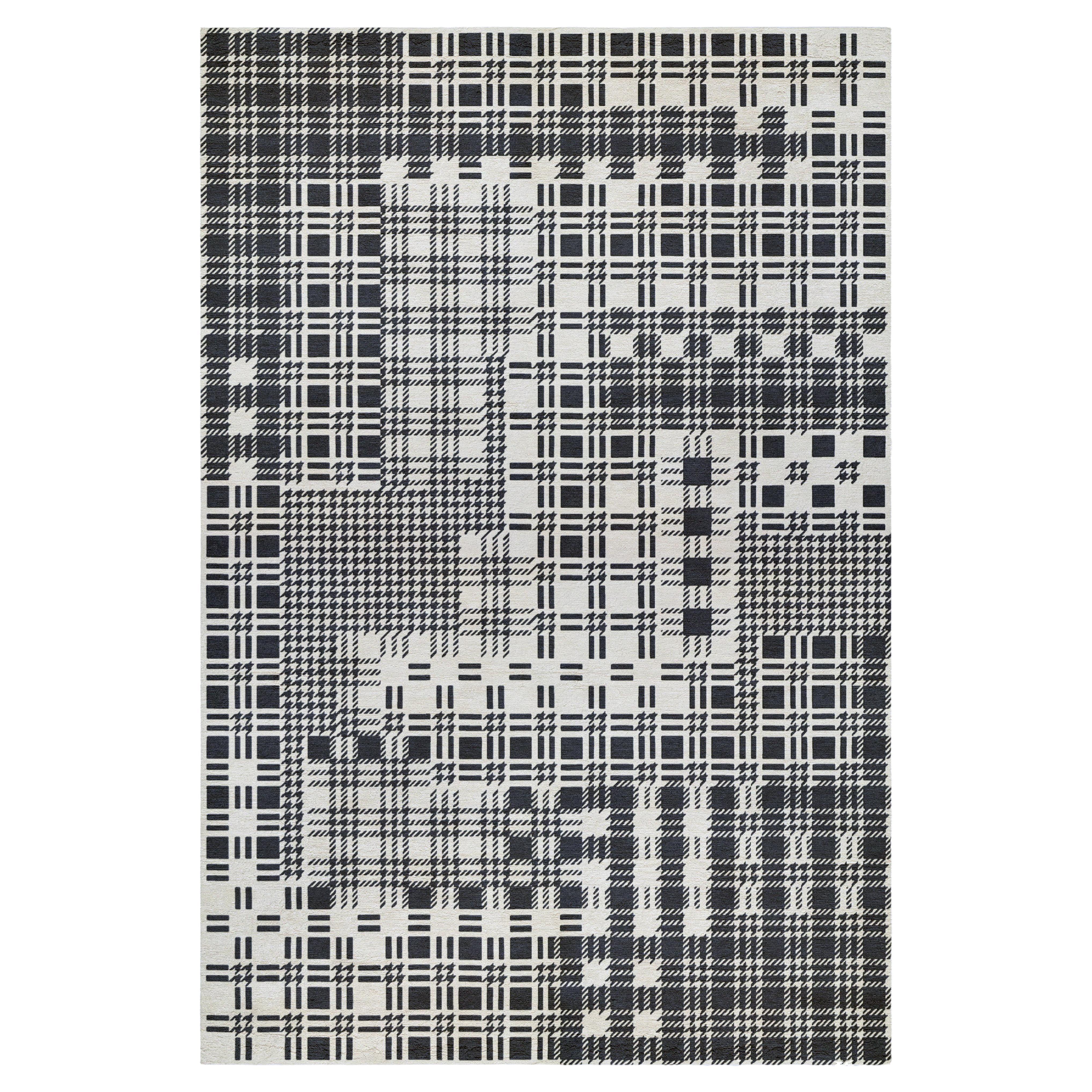 Plaid Black & White Rug by Volver Studios