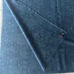 CHANEL Blue Cashmere Plaid with Monogram CC Jacquard - New