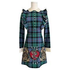 Plaid Dress with Tiger, Snake & Heart Embroidery