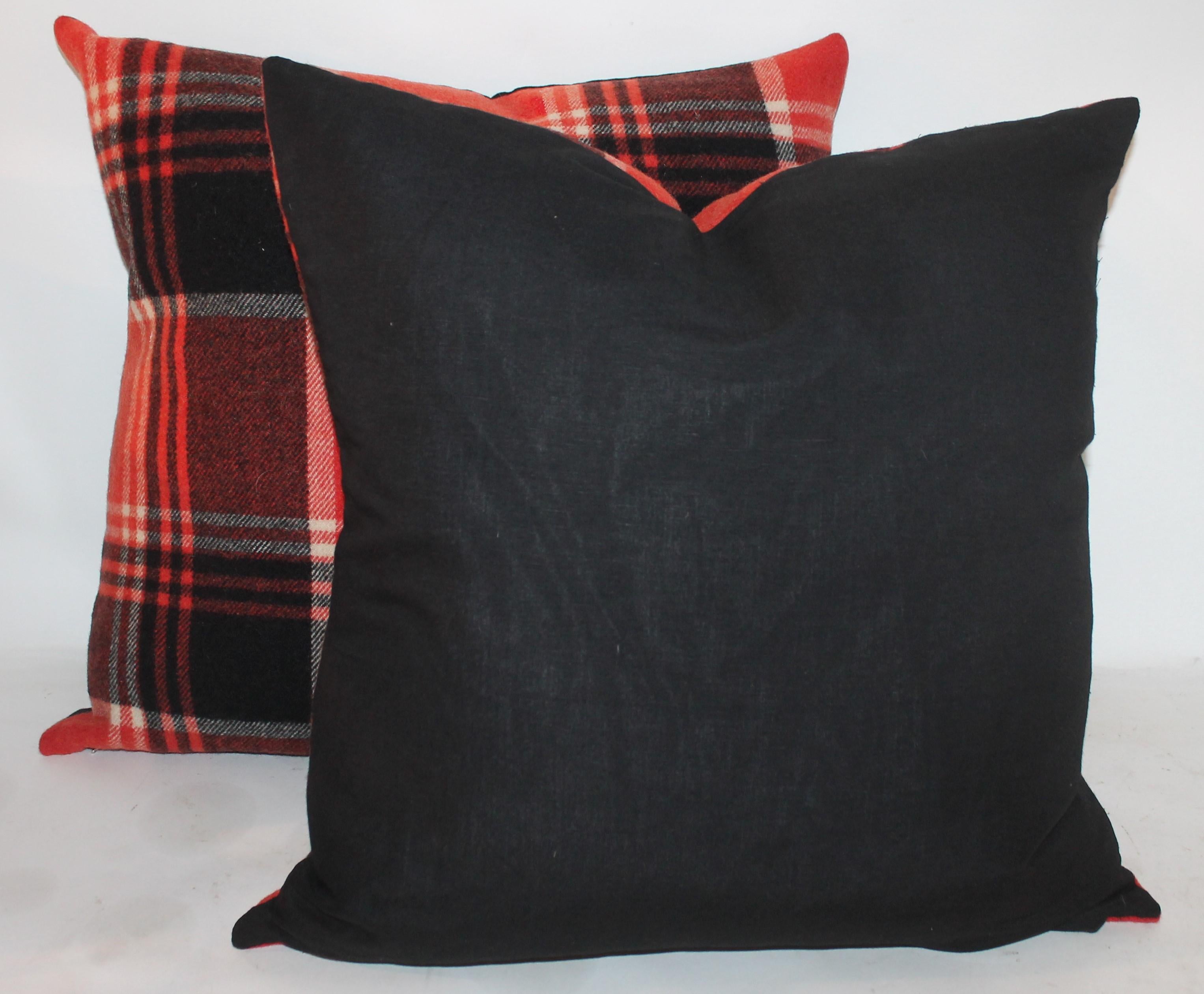 American Plaid Blanket Pillows or Pair For Sale