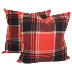 Used Plaid Blanket Pillows or Pair