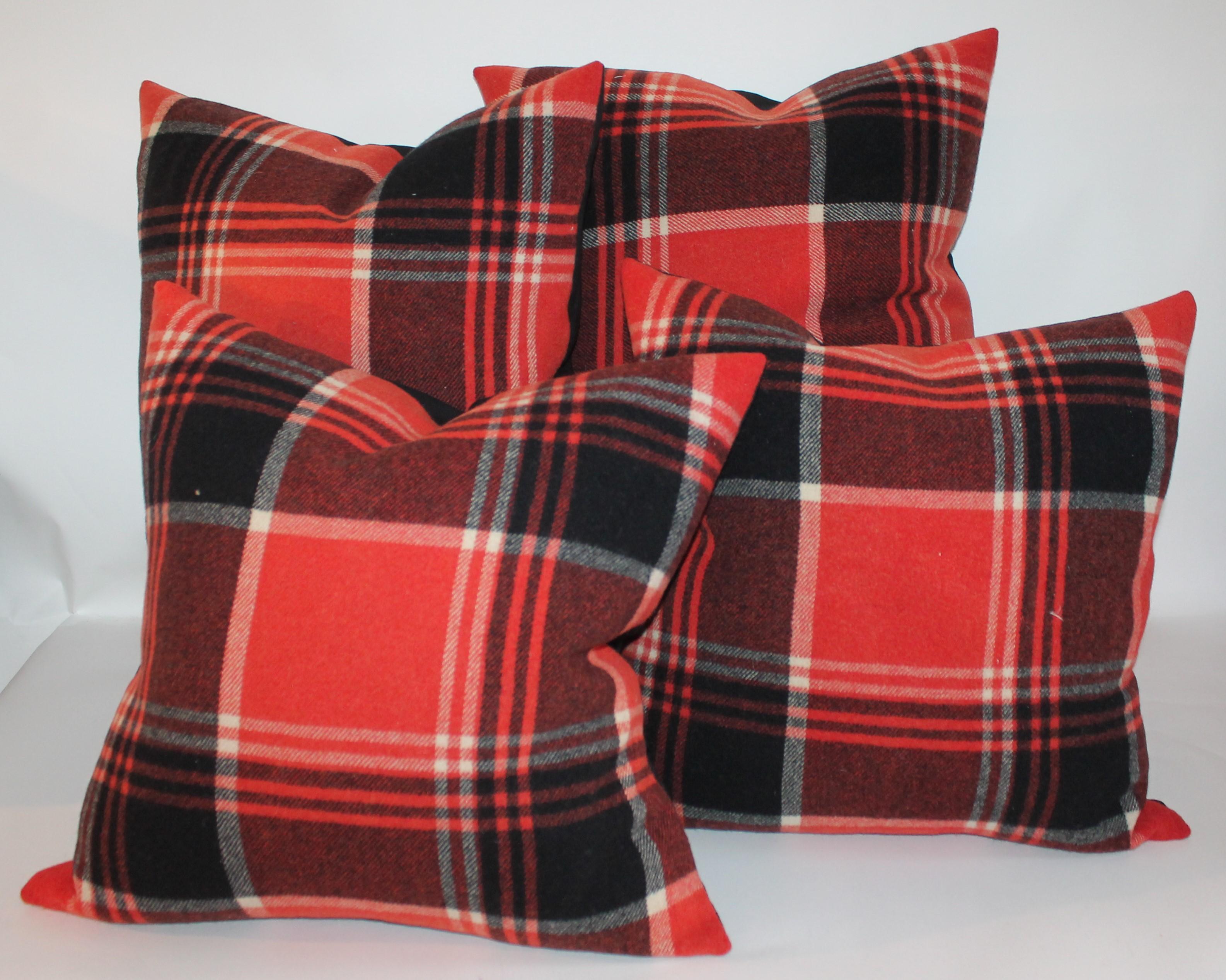 Adirondack Plaid Striped Blanket Pillows, Pair For Sale