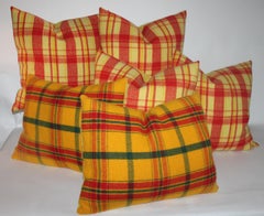 Plaid Wool Blanket Pillows, Pair
