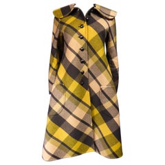 Plaid Woollen French Coat Circa 1968