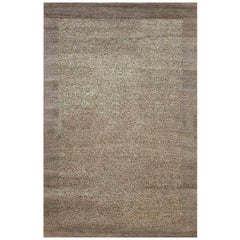 Plain Area Rug in Mix of Brown with Border, Handmade of Wool, "Tomer"