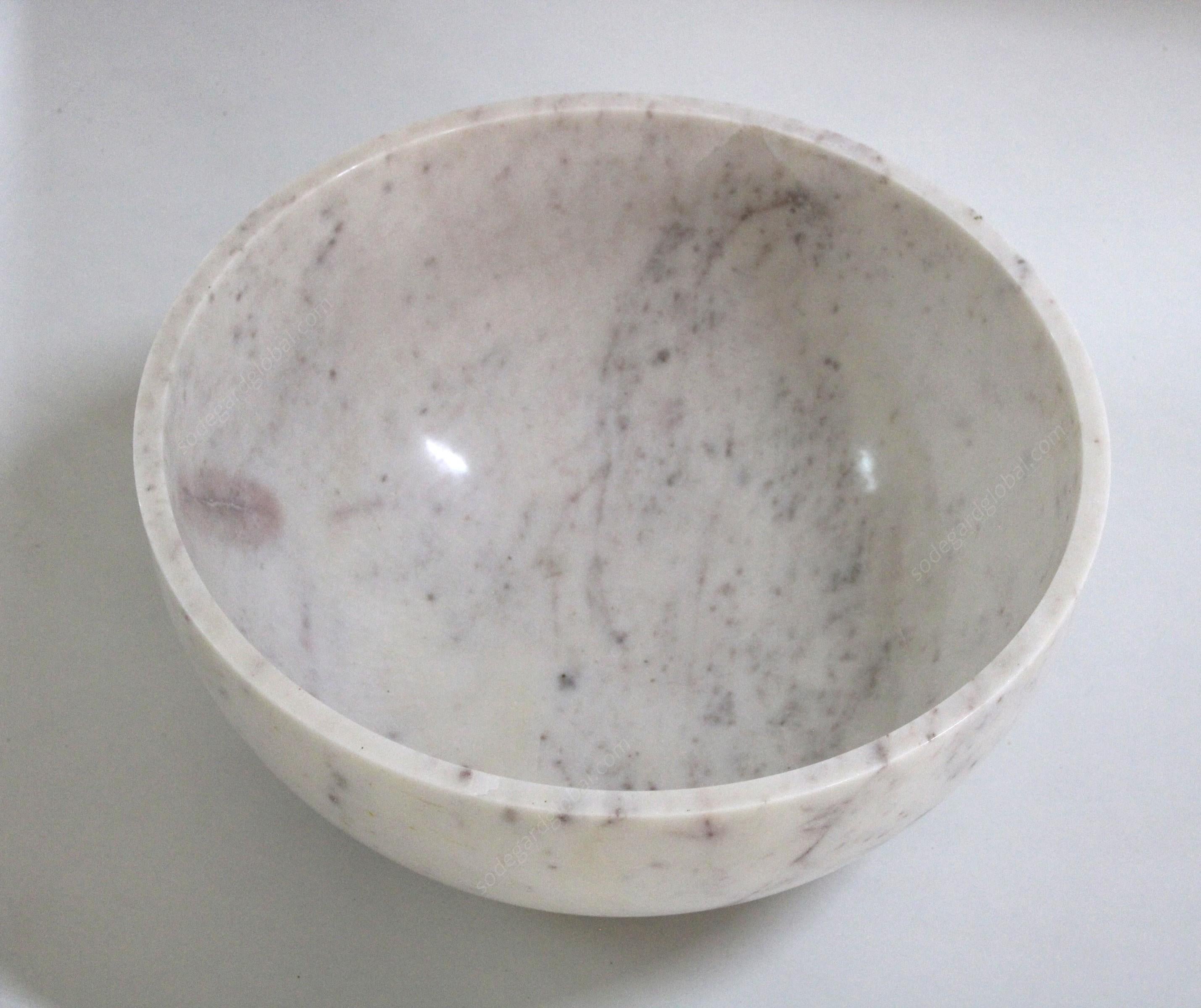 Plain Bowl in White Marble Handcrafted in India by Stephanie Odegard For Sale 2