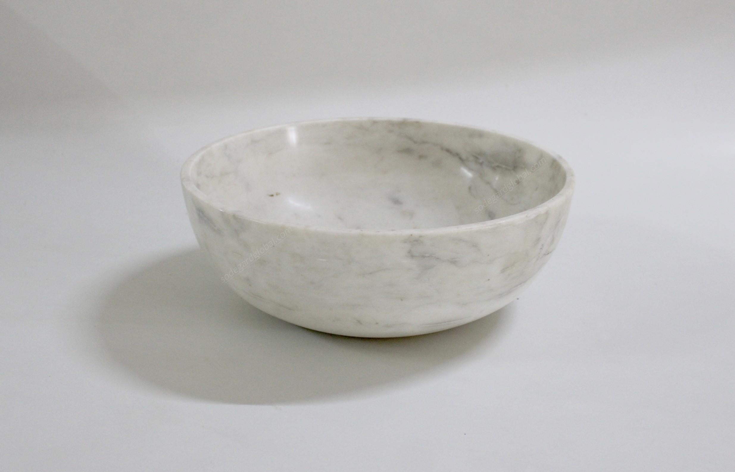 Plain Bowl in White Marble Handcrafted in India by Stephanie Odegard For Sale 3