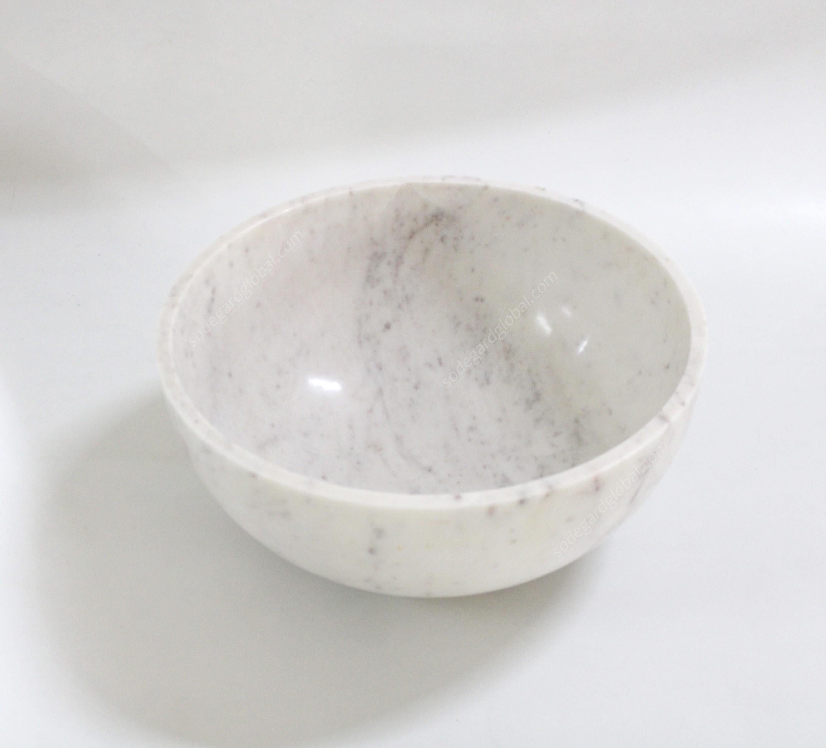 Other Plain Bowl in White Marble Handcrafted in India by Stephanie Odegard For Sale
