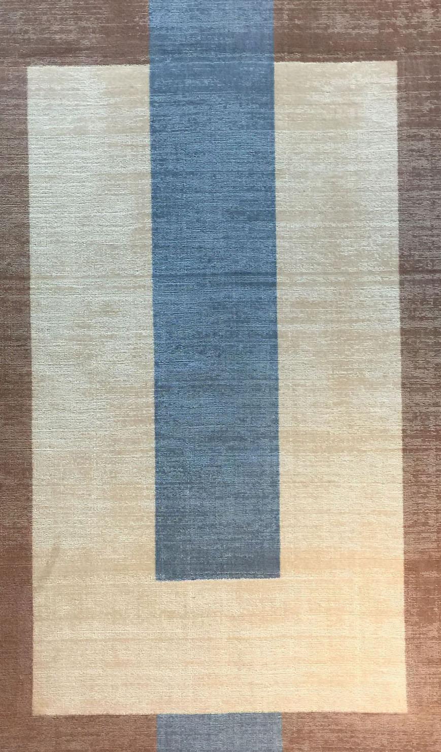 Plain Brown - Geometrischer Teppich Beige Creme Grau Flachgewebe Wolle  handgefertigt (Moderne) im Angebot