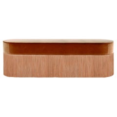Plain Cognac Velvet Bench by  Lorenza Bozzoli