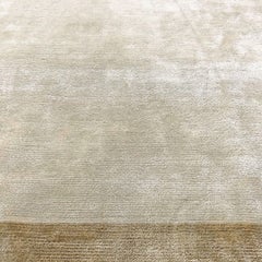 Plain Contemporary Silk Rug Scandinavian Modern, Color Block Gold, in Stock