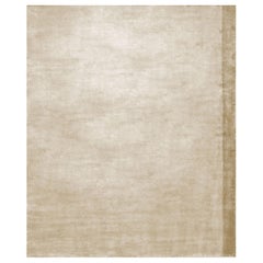 Plain Contemporary Silk Rug Scandinavian Modern, Color Block Gold, in Stock