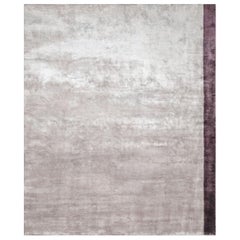 Plain Contemporary Silk Rug Scandinavian Modern, Color Block Lavanda, in Stock