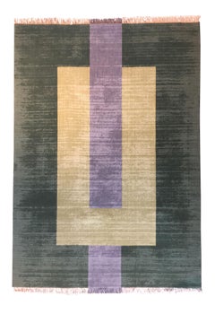 Plain Green - Geometrischer Teppich aus Wolle in Grün, Beige, Grau und Flachgewebe  handgewebter Teppich