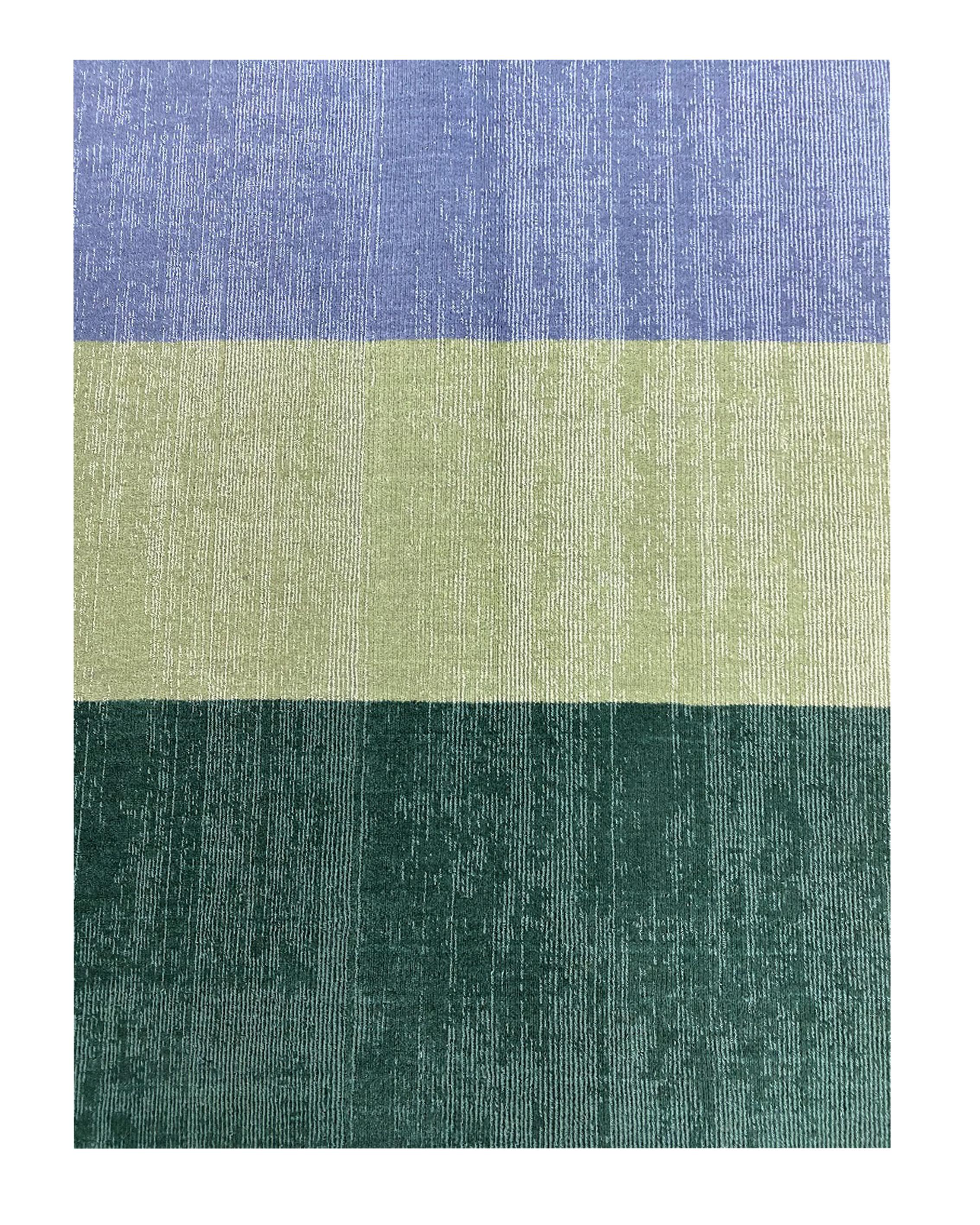  Rug Plain Green - Geometric Green Beige Grey Flat Weave Wool  handwoven carpet In New Condition For Sale In Dubai, Dubai