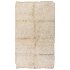 4.7x7.6 Ft Plain Ivory Central Anatolian "Tulu" Rug made of Natural Undyed Wool