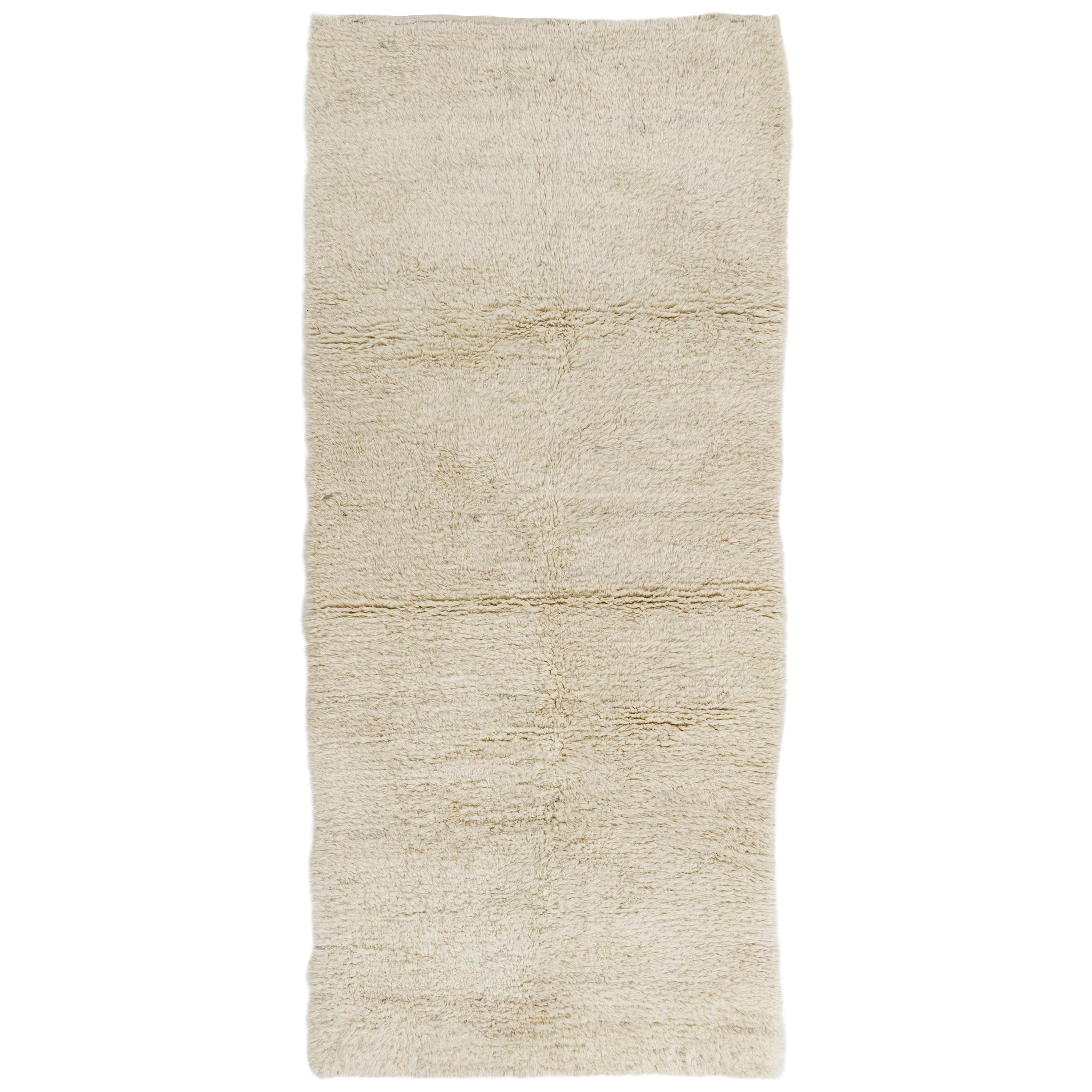 Plain Ivory Tulu Rug, 100% Soft Natural Undyed Wool, Custom Options