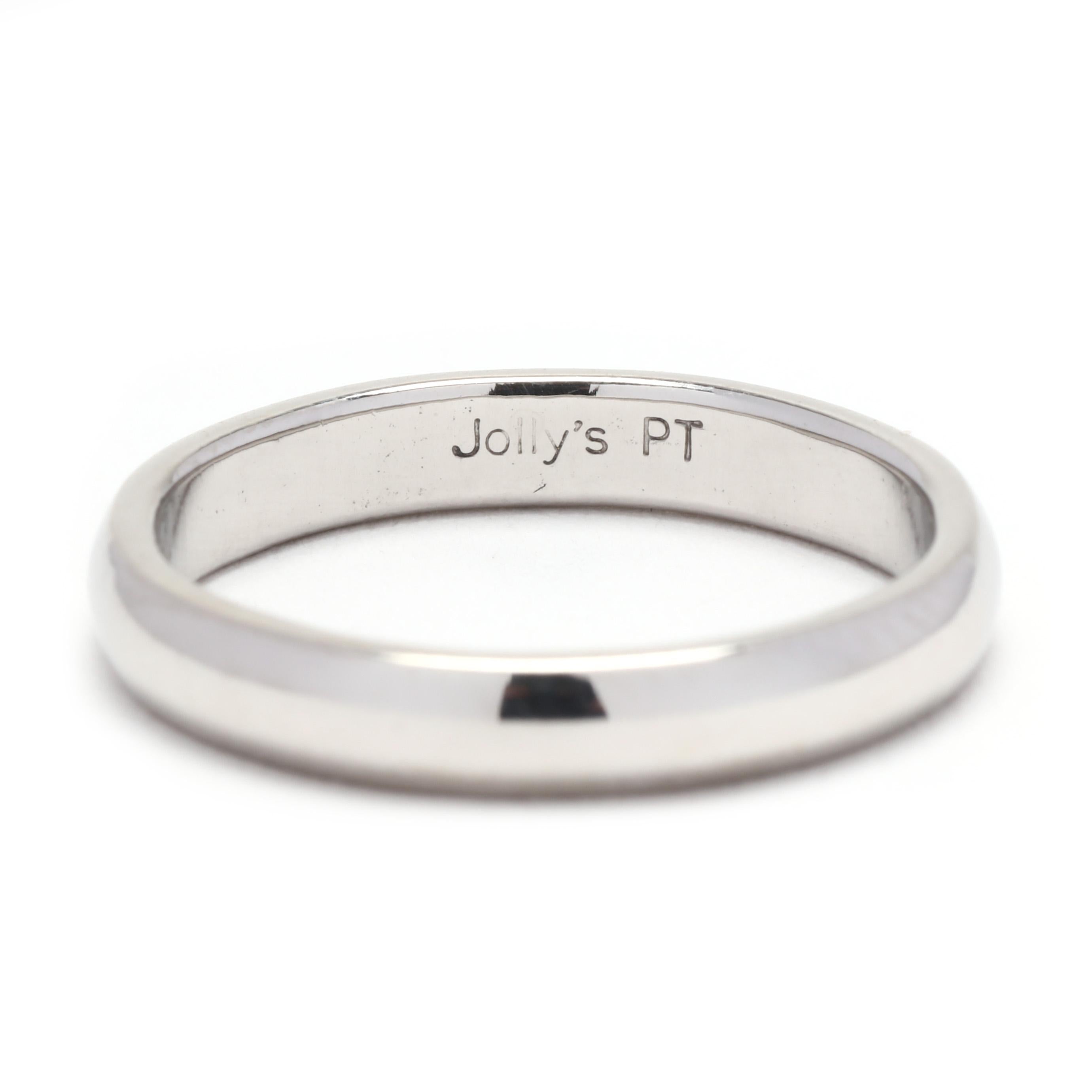 Women's or Men's Plain Wedding Band, Platinum, Ring, Plain Platinum Band, Wide Platinum For Sale