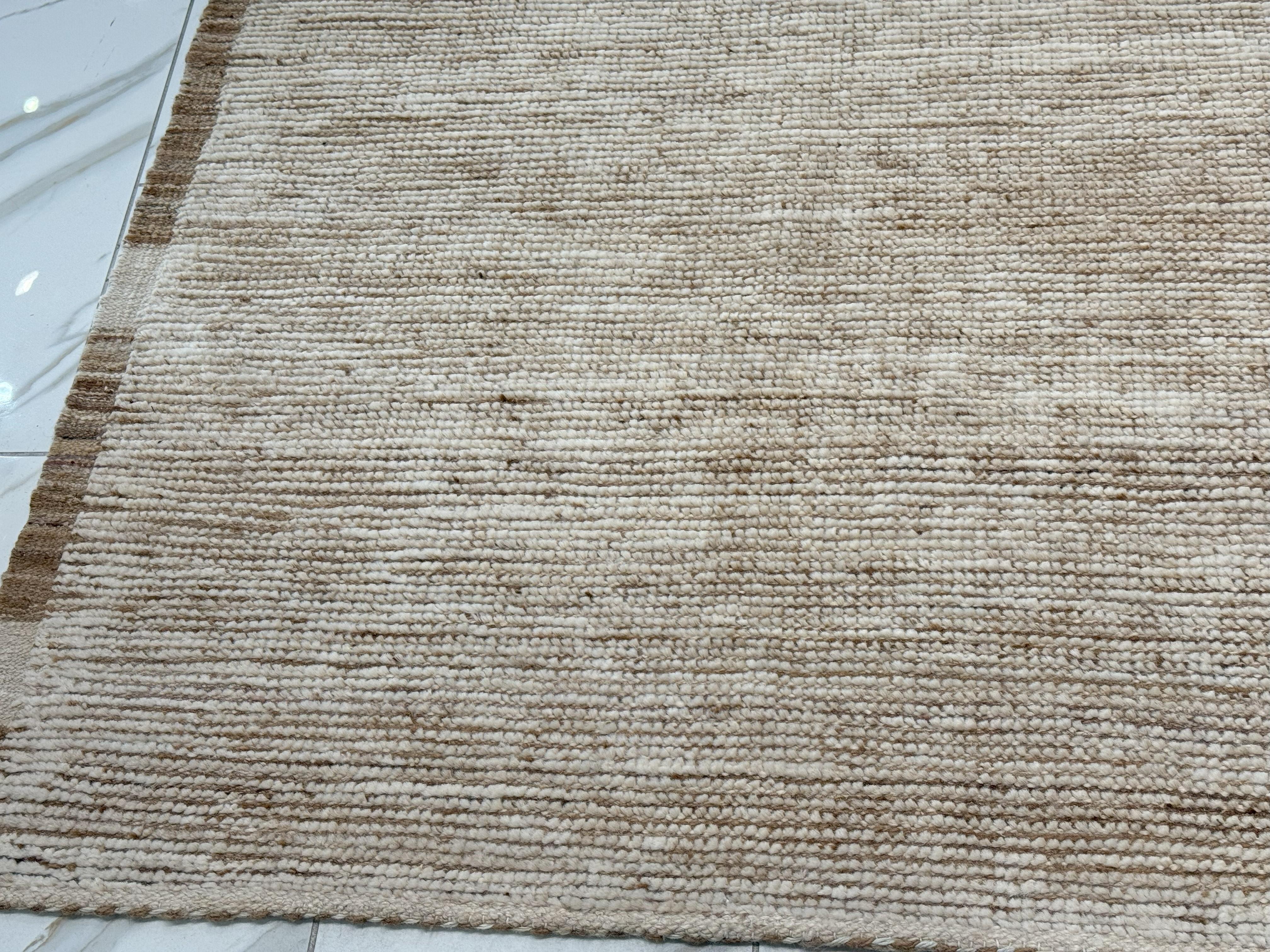 Hand-Knotted Plain with Border Moroccan G Design Area Rug For Sale
