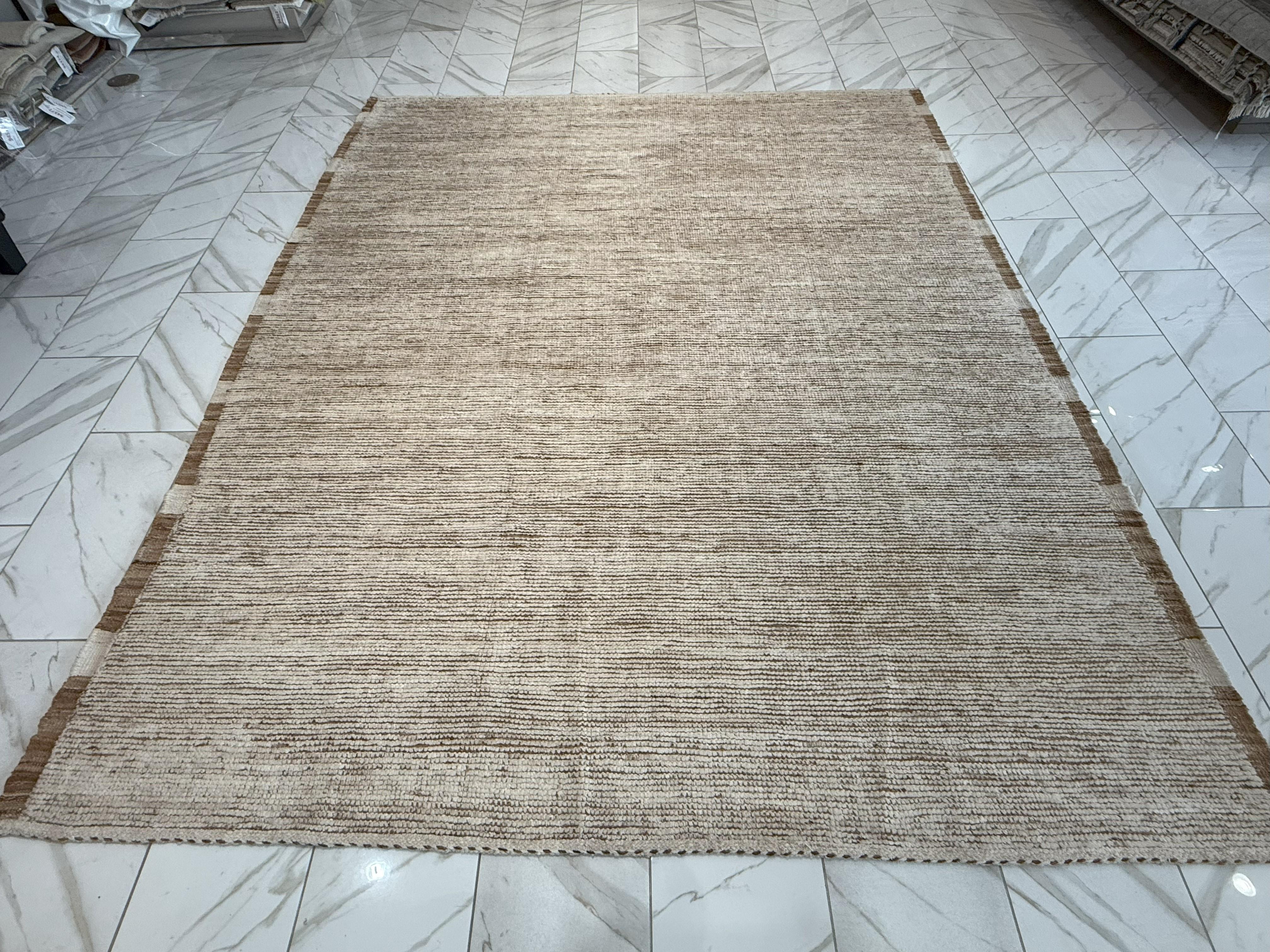 Wool Plain with Border Moroccan G Design Area Rug For Sale