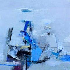 Tiefblau –  Große abstrakte Ölgemälde Blau Schwarz Weiß Grau Gelb