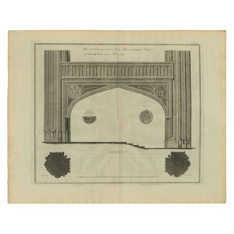 Rood Loft St George’s Chapel Windsor – Antique Architectural Engraving, 1789