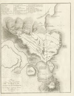 Plan of Ancient and Modern Syracuse with Numbered Key, Rollin Atlas, 1818