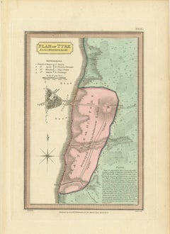 Plan of Ancient Tyre from the Book of Ezekiel, Antique Map, 1823