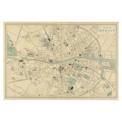 Plan of Dublin – Large Scale Victorian City Map, G.Bacon, Ordnance Atlas, 1885
