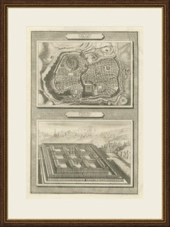 Plan of Jerusalem and Bird's Eye View of Solomon's Temple, Mortier, circa 1700