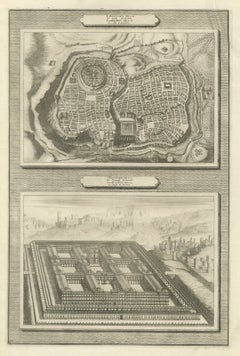 Plan of Jerusalem and Bird's Eye View of Solomon's Temple, Mortier, circa 1700