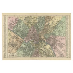 Plan of Leeds – Large Scale Victorian City Map, Bacon, Ordnance Atlas, 1885