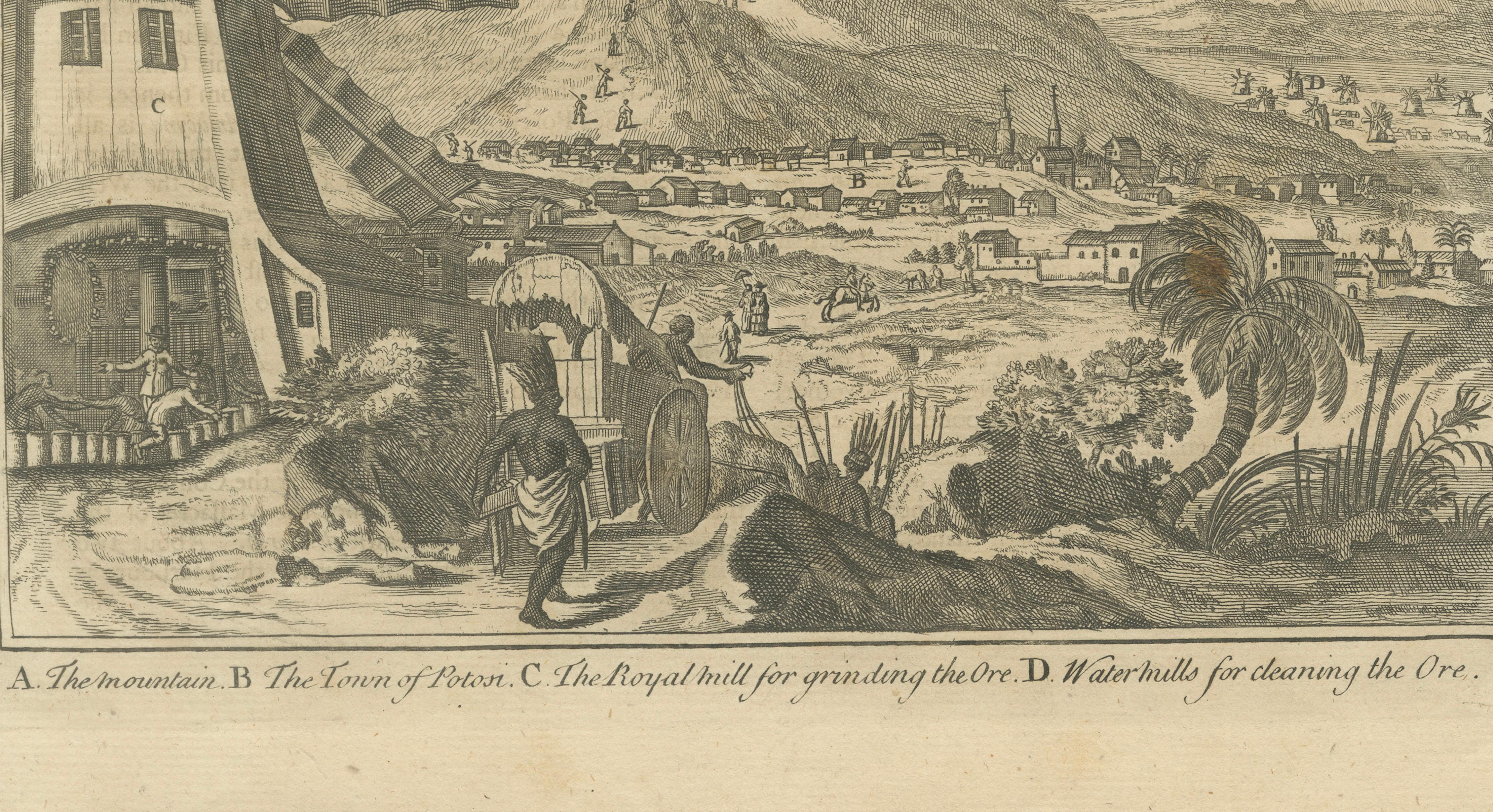 Plan of Lima and View of Potosí – Peru & Bolivia City Plan and Mining View, 1750