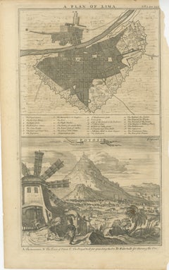 Plan of Lima and View of Potosí – Peru & Bolivia City Plan and Mining View, 1750