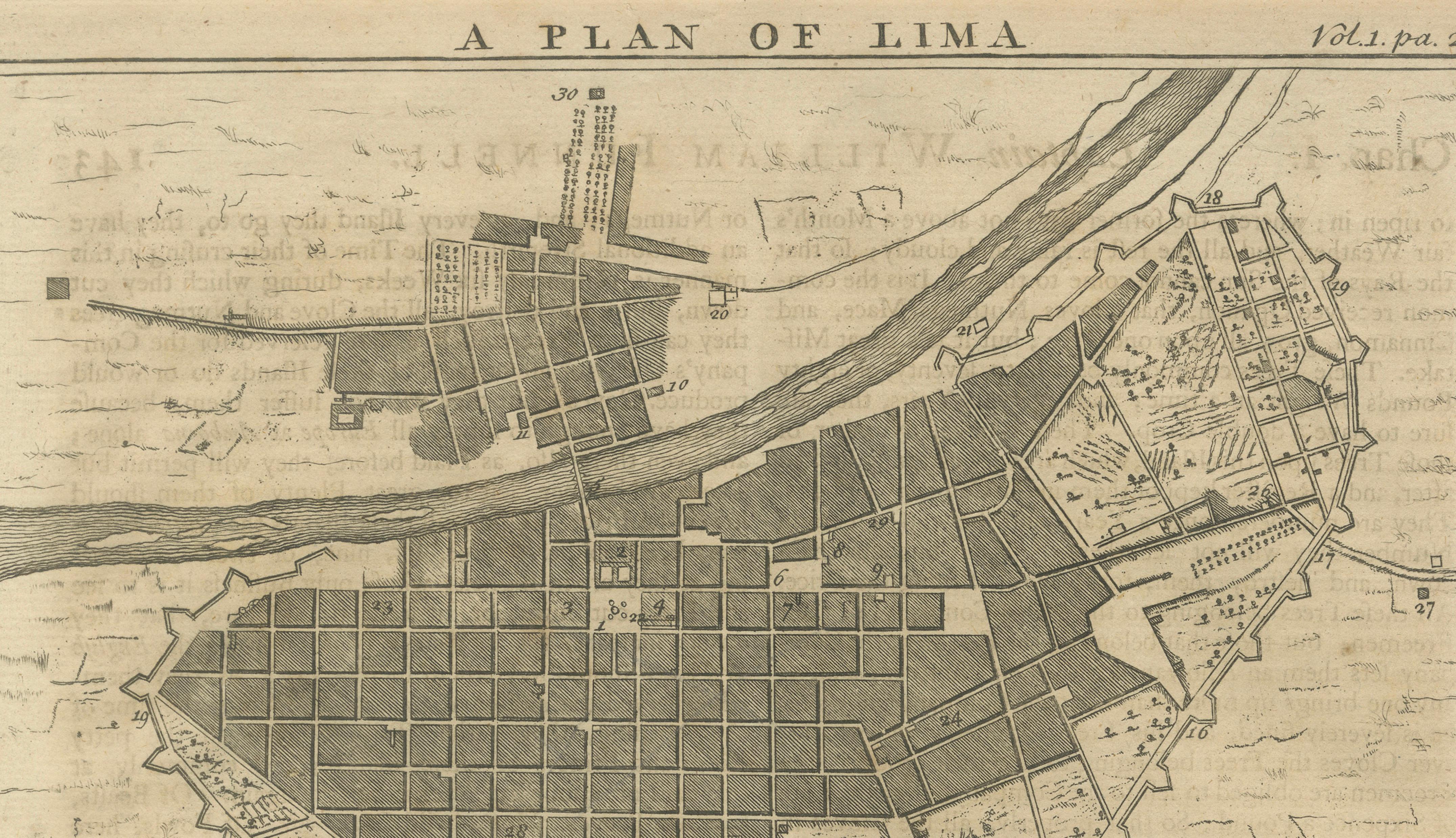 Plan of Lima and View of Potosí – Peru & Bolivia City Plan and Mining View, 1750