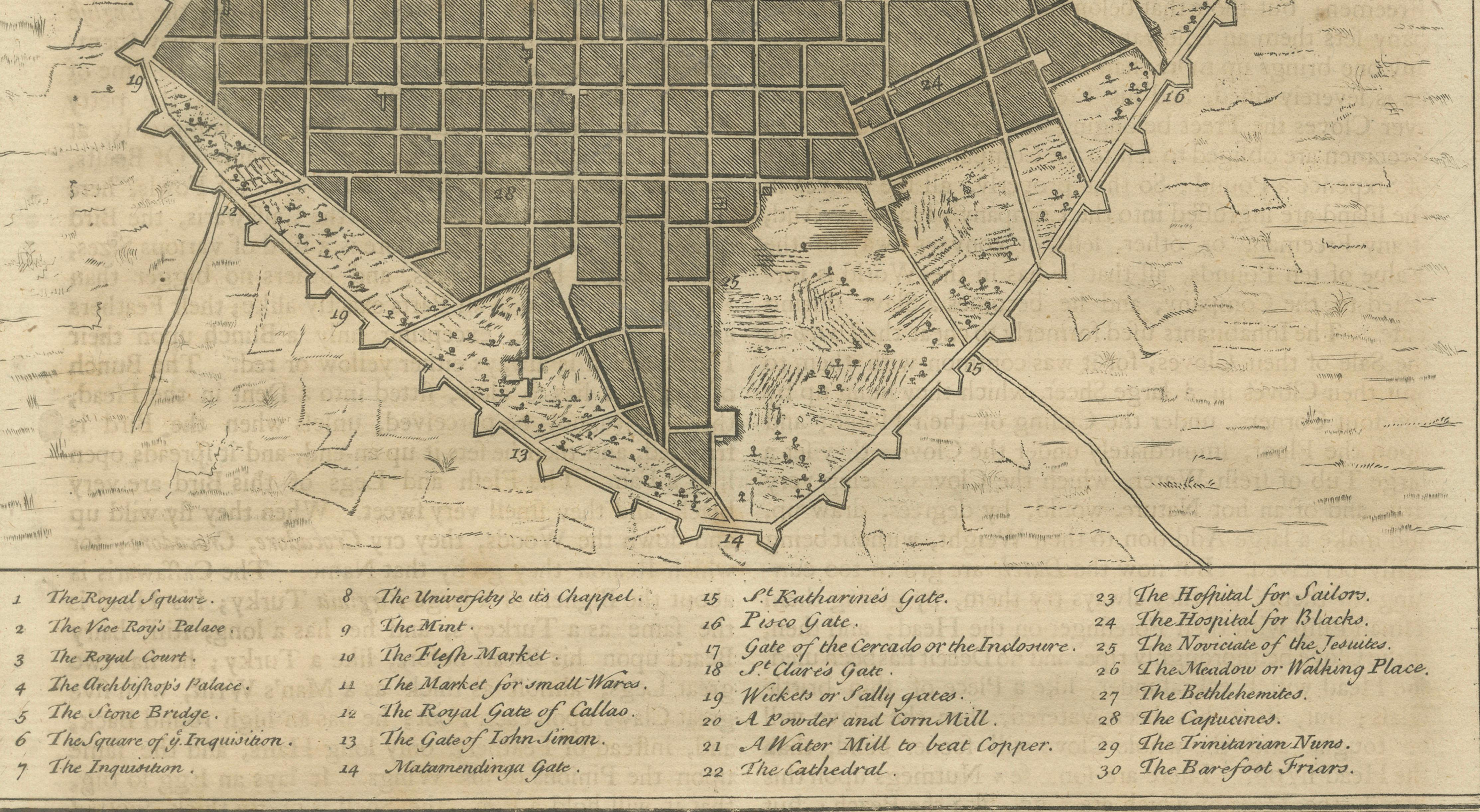 Plan of Lima and View of Potosí – Peru & Bolivia City Plan and Mining View, 1750