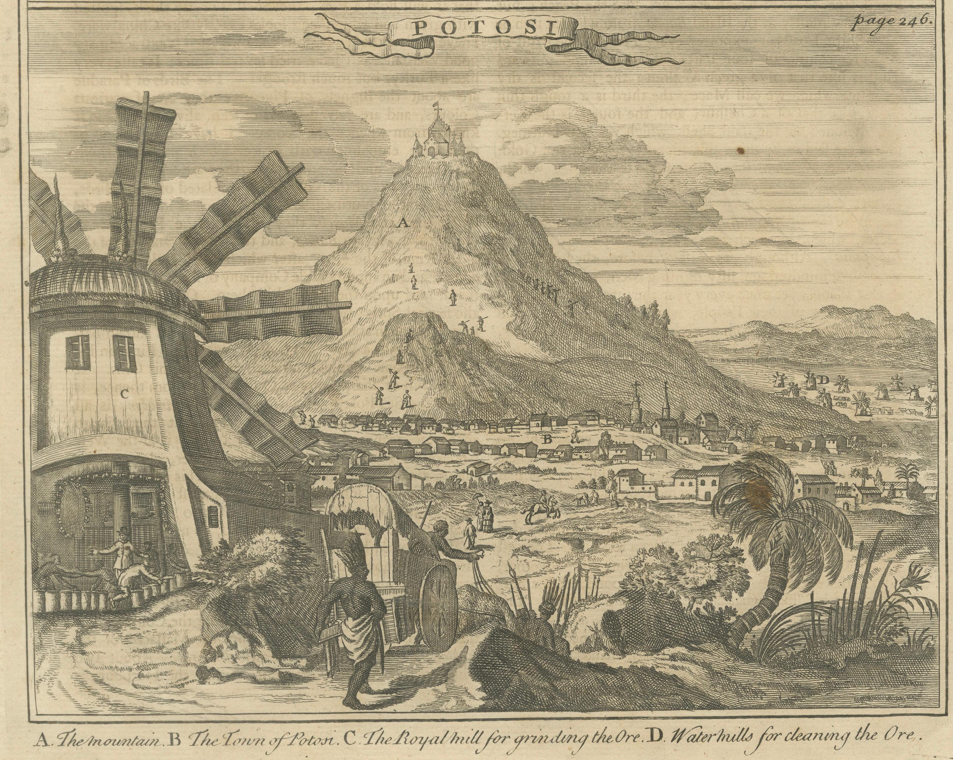 Plan of Lima and View of Potosí – Peru & Bolivia City Plan and Mining View, 1750