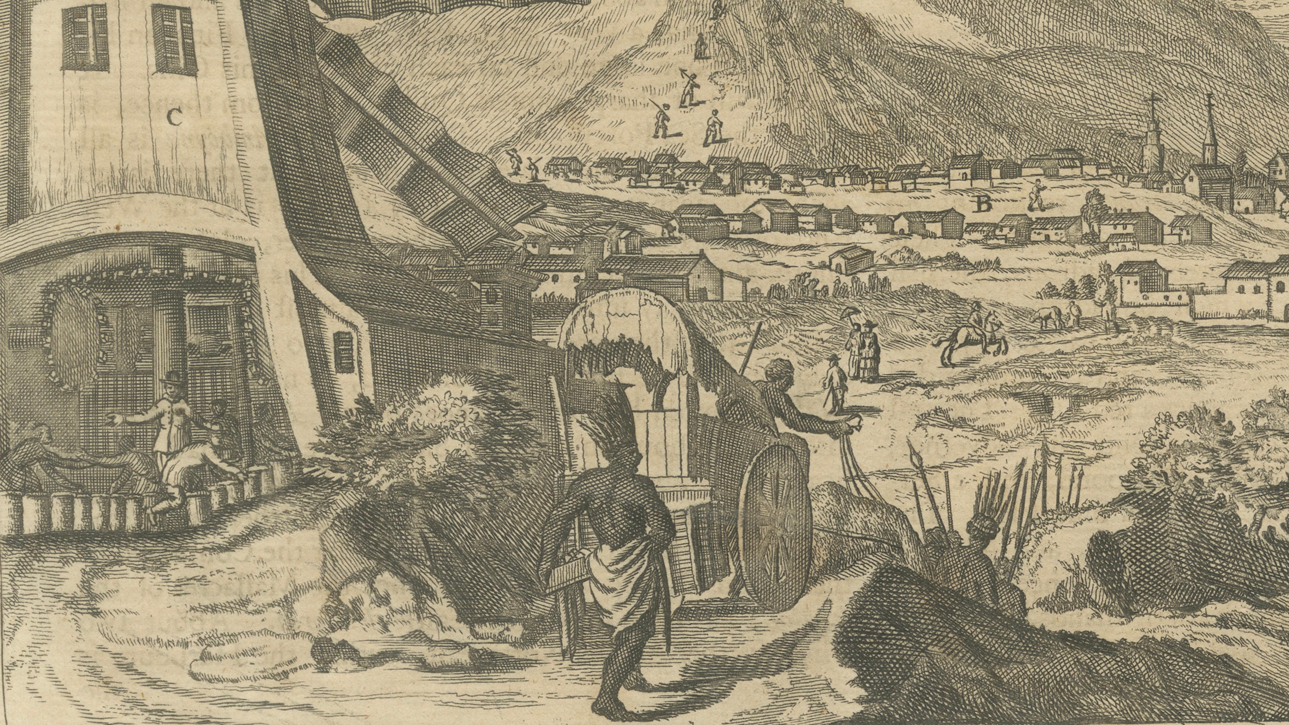 Plan of Lima and View of Potosí – Peru & Bolivia City Plan and Mining View, 1750