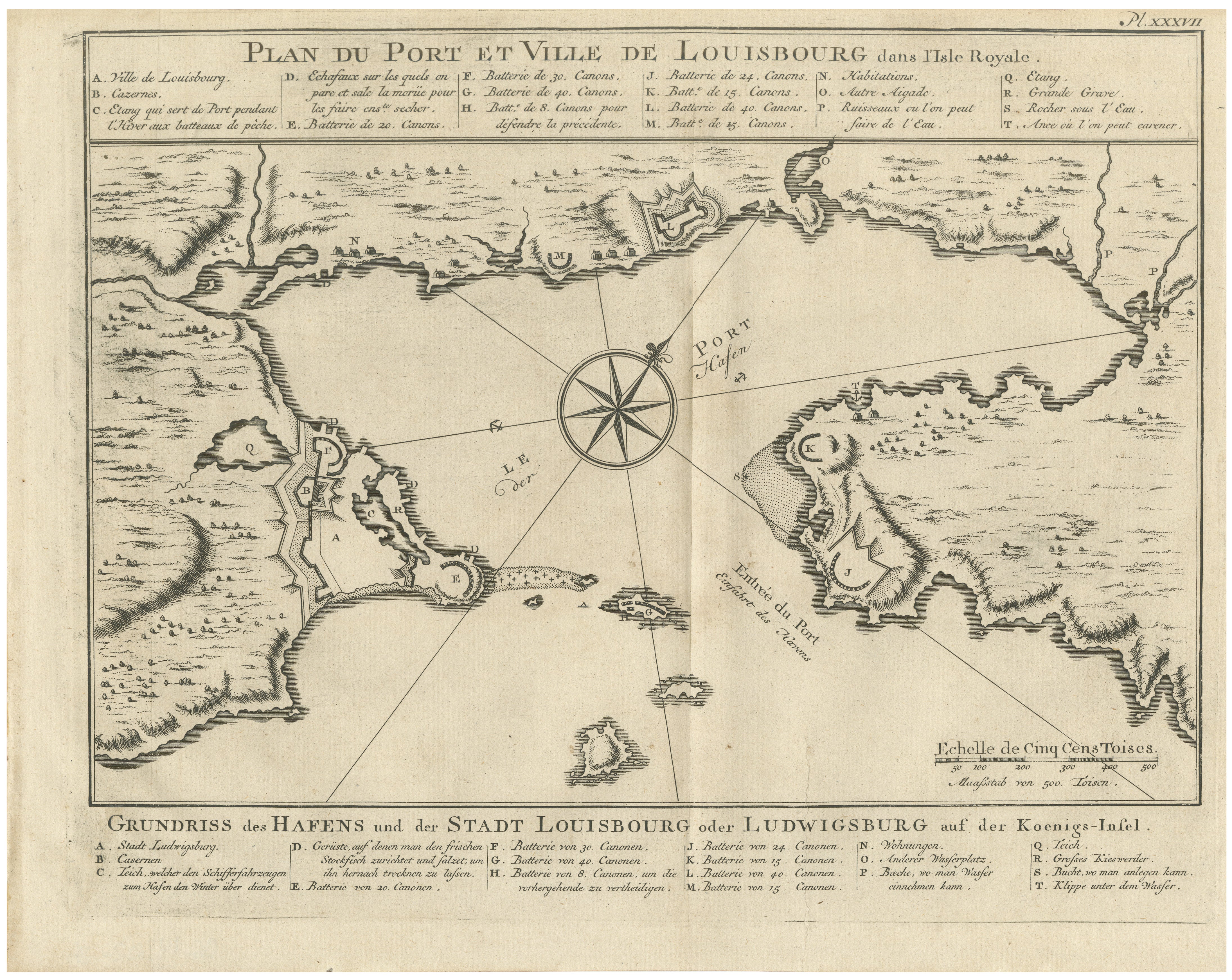 Plan of Louisbourg Harbor and Fortress, Cape Breton Island, c.1756