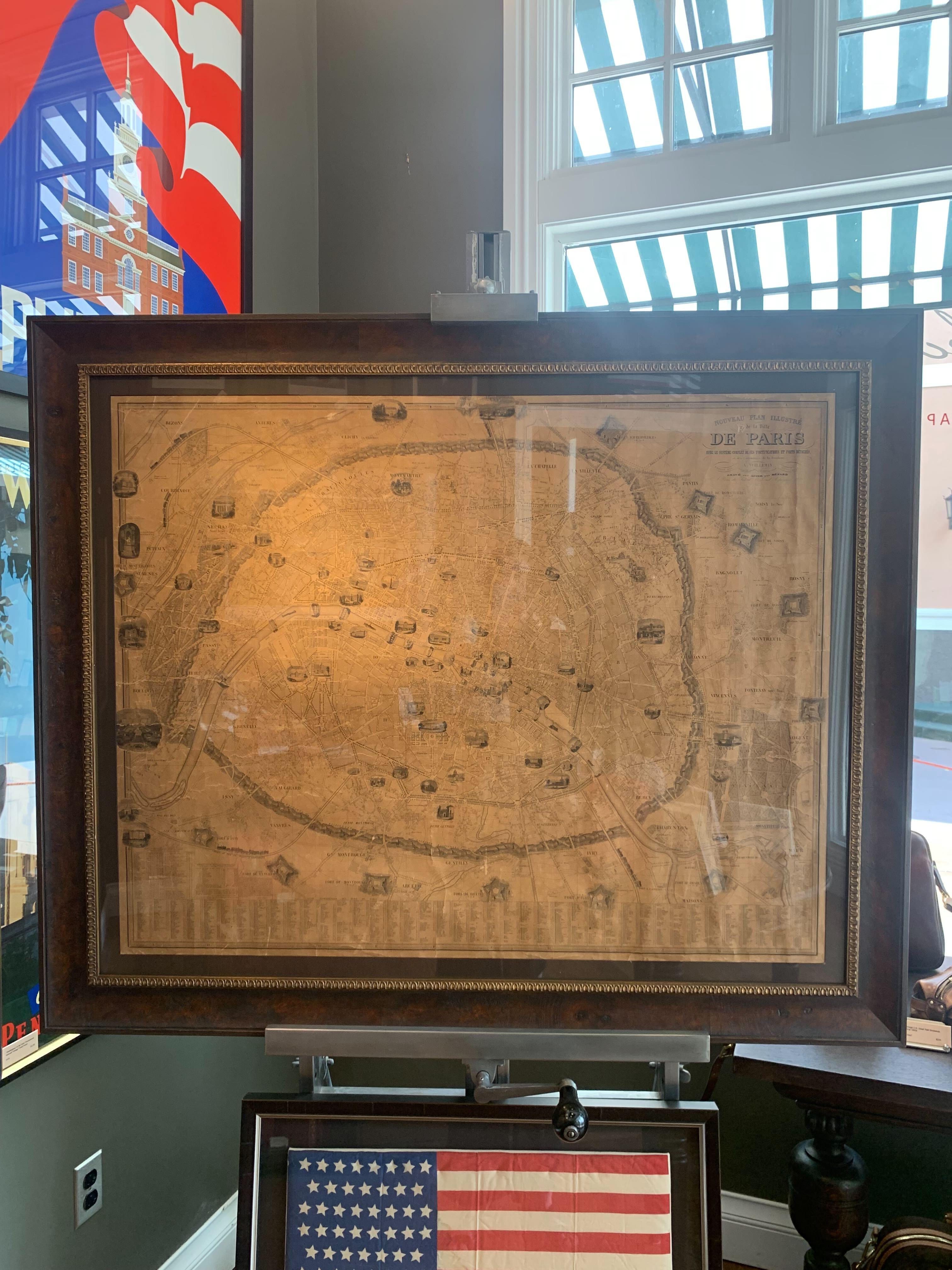 Plan de Paris, France, par A. Vuillemin, Carte ancienne, 1845 en vente 1