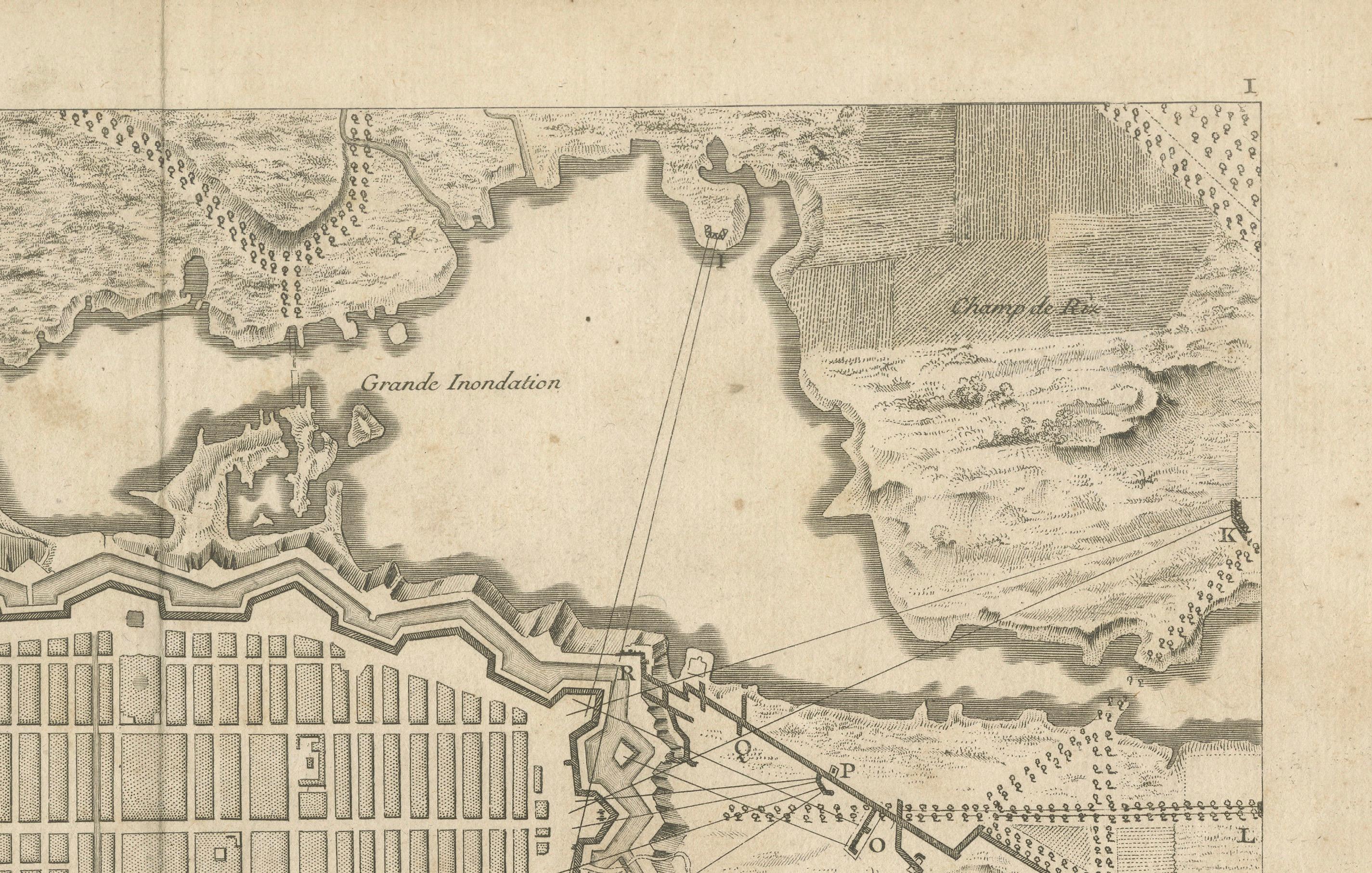 Gravé Plan des fortifications et des attaques de Pondichéry, France, c.1750 en vente
