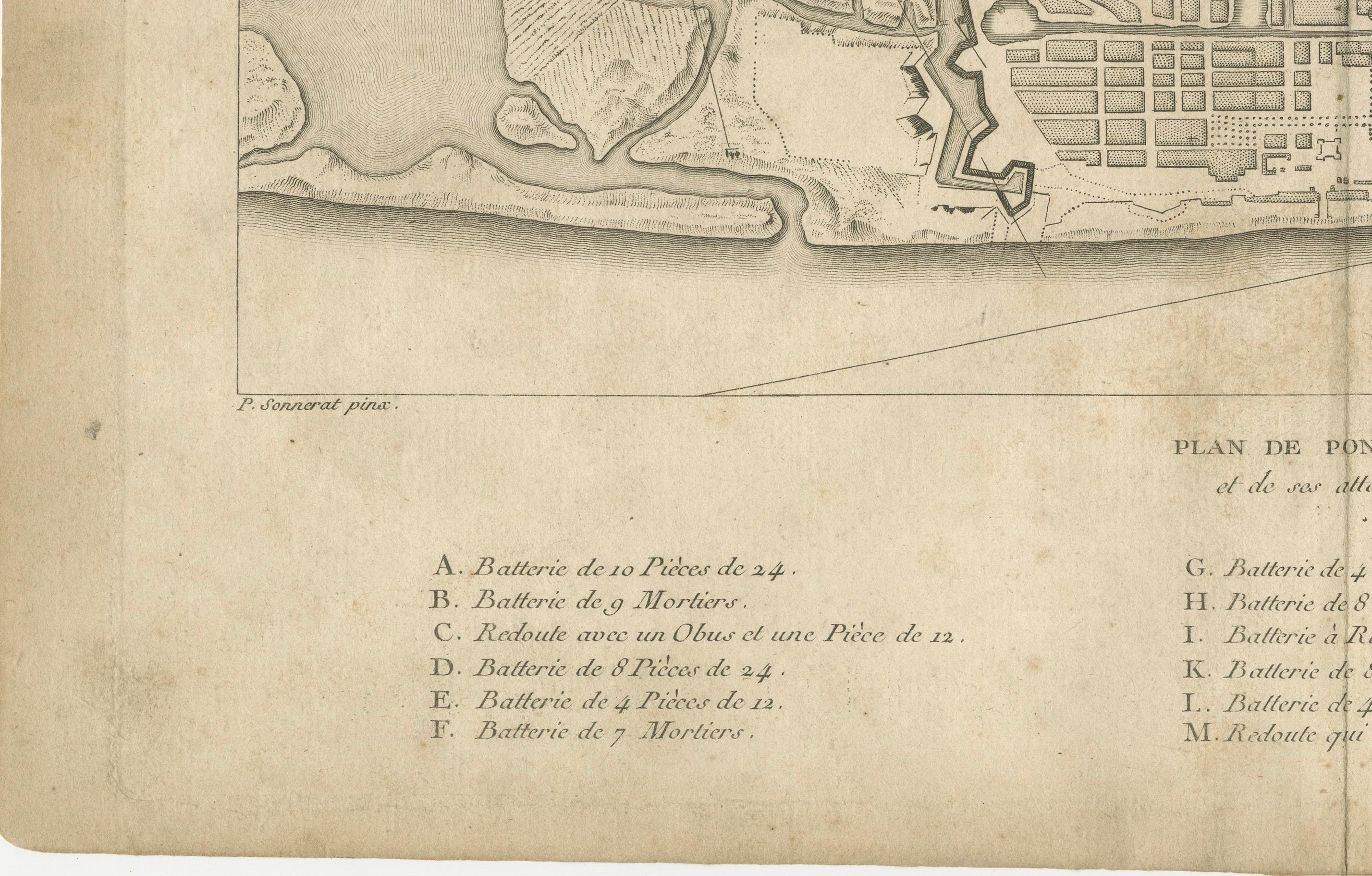 XVIIIe siècle Plan des fortifications et des attaques de Pondichéry, France, c.1750 en vente