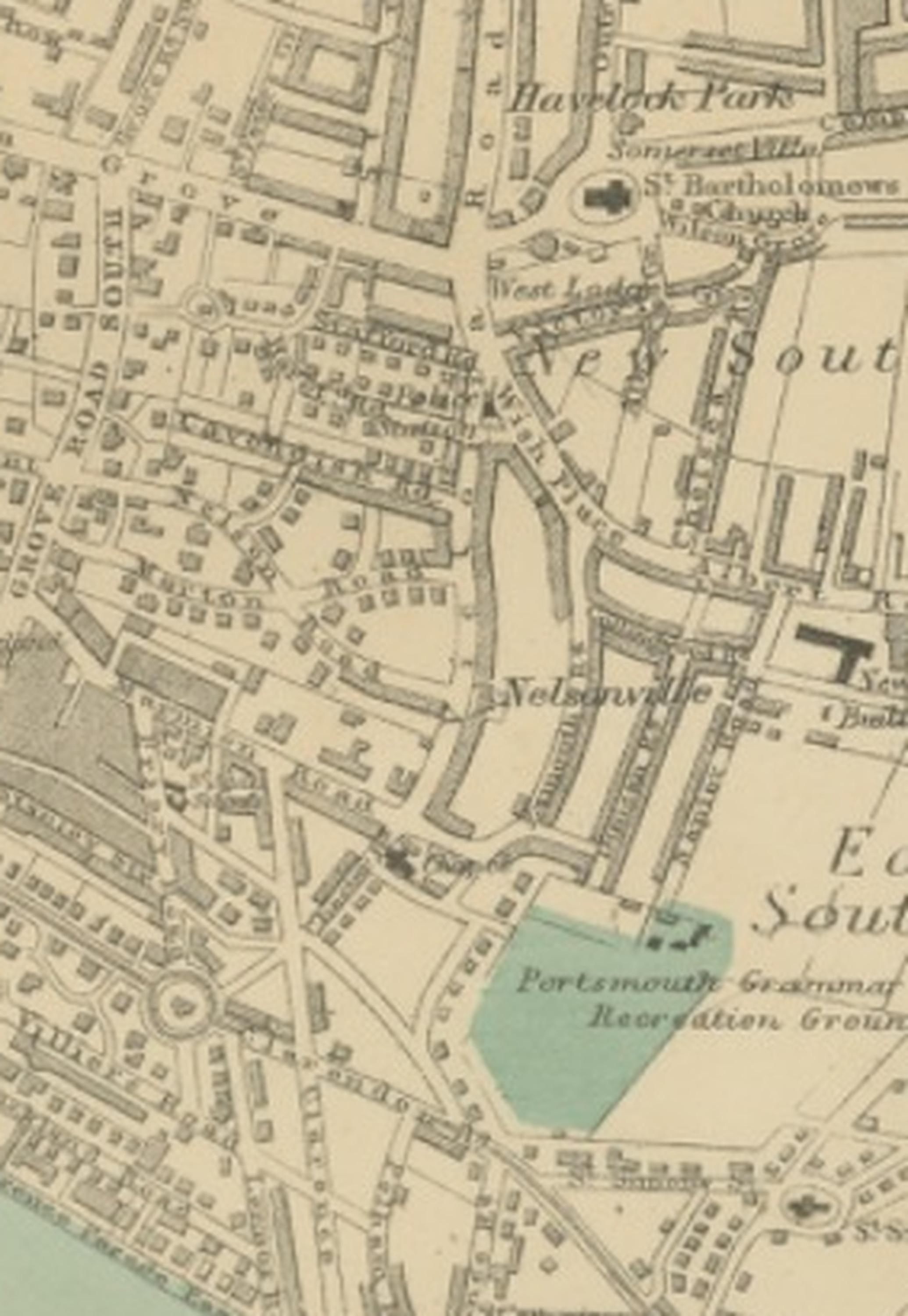 Plan of Portsmouth – Antique Town Map, George W. Bacon, Ordnance Atlas, 1885