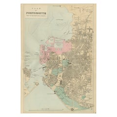 Plan of Portsmouth – Antique Town Map, George W. Bacon, Ordnance Atlas, 1885
