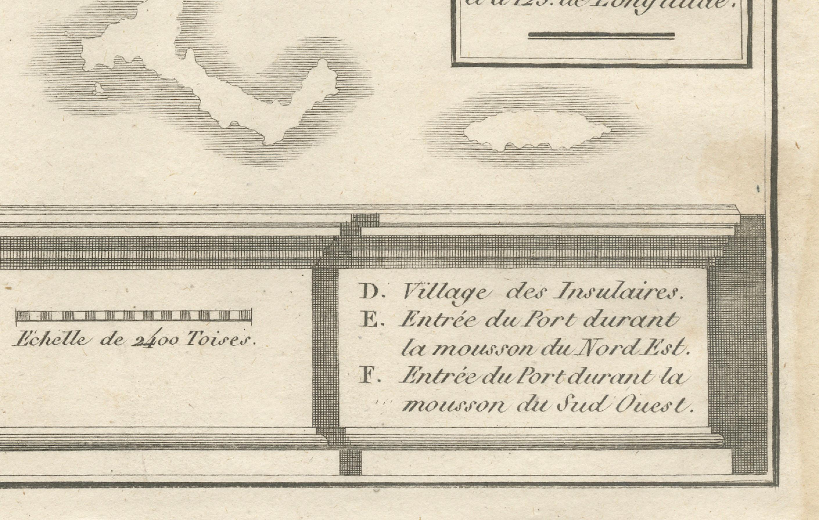 Gravé Plan de Poulo Condore (île de Côn Sơn) - Gravure française ancienne, vers 1790 en vente