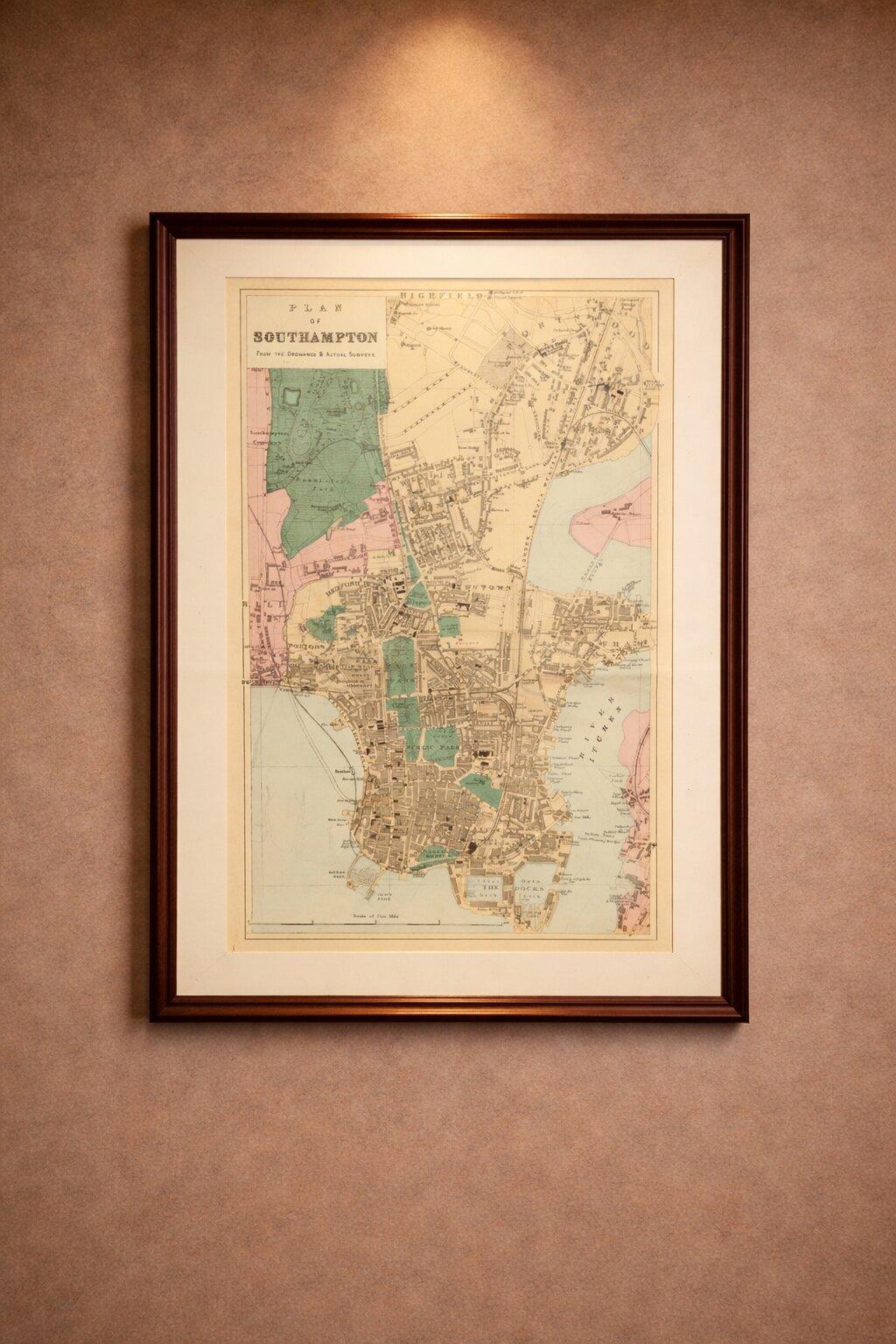 Plan of Southampton – Antique Town Map, George W. Bacon, Ordnance Atlas, 1885