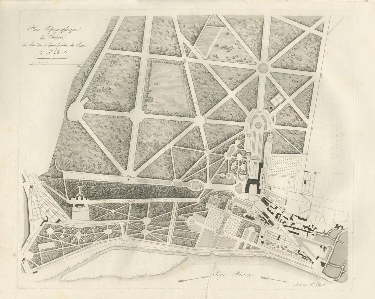 Plan of the Château and Gardens of Saint-Cloud by Baltard, Paris, 1803