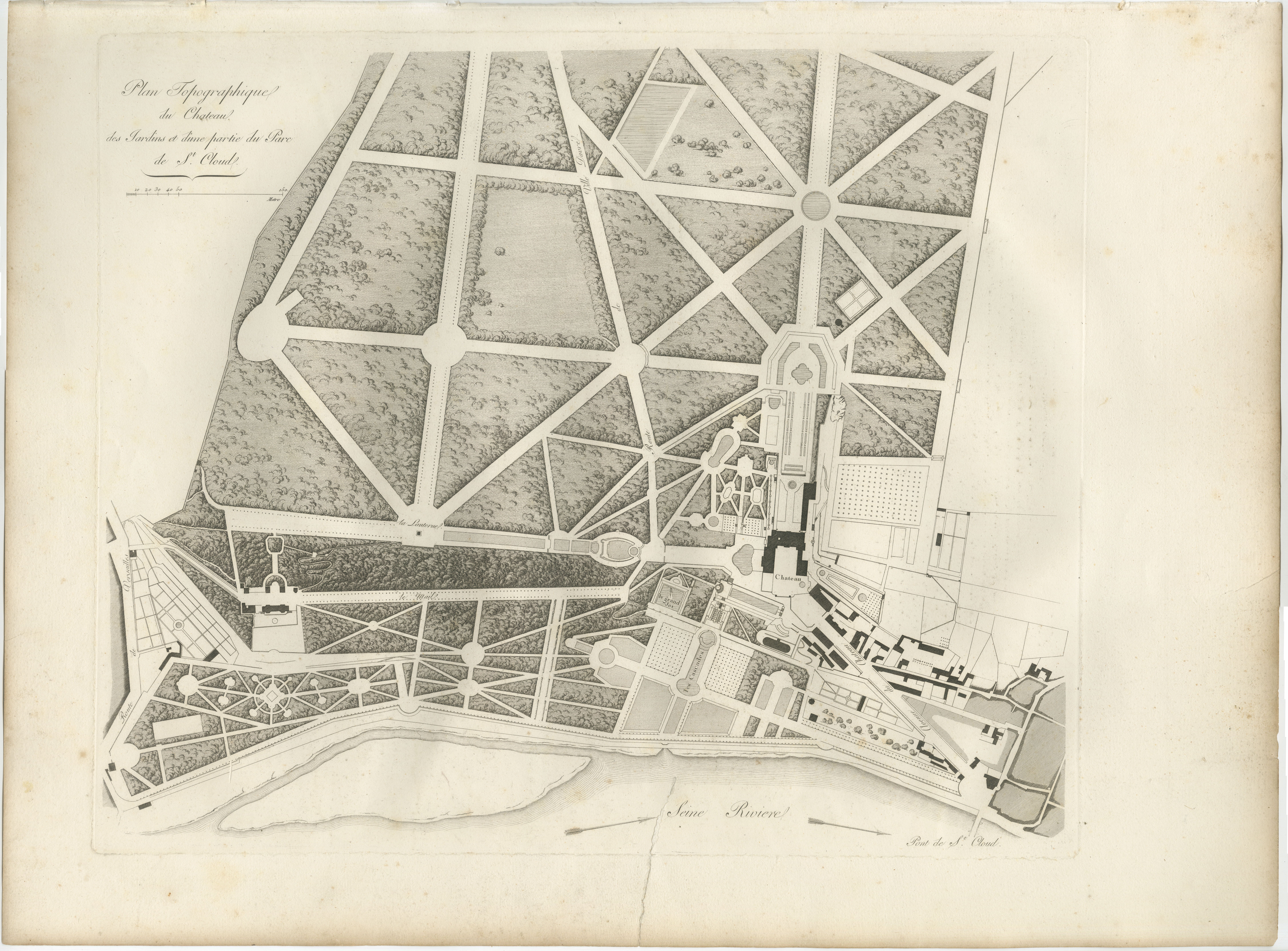 Plan of the Château and Gardens of Saint-Cloud by Baltard, Paris, 1803